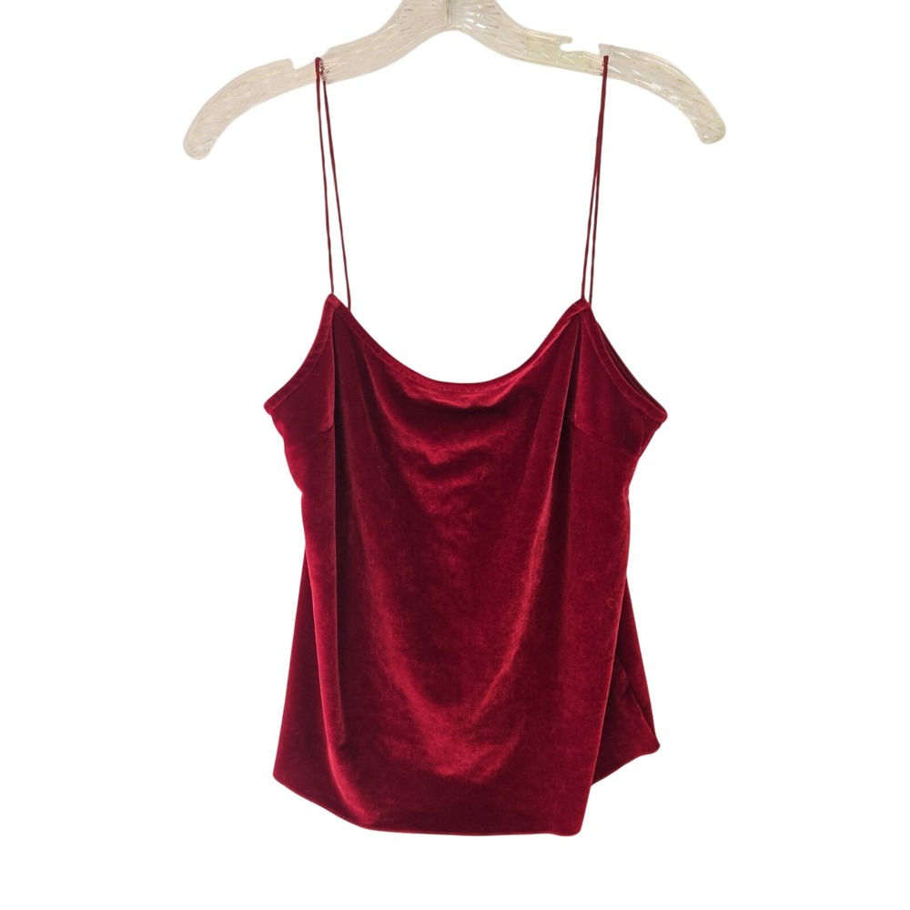 Free People Size M Intimately Red Velvet Cowl Neck Camisole Top‎